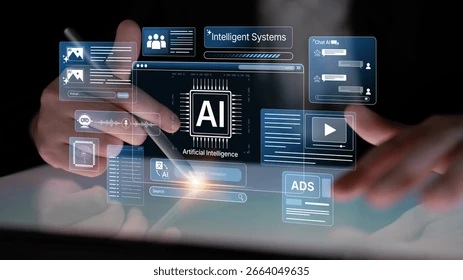 An IT risk professional reviewing a complex systems architecture diagram in a modern office.